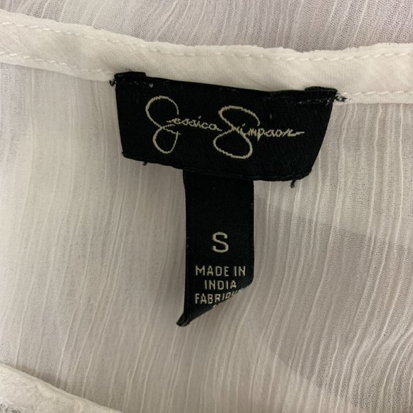 Jessica Simpson Small Blouse Semi Sheer White Feminine Romantic - Picture 5 of 7